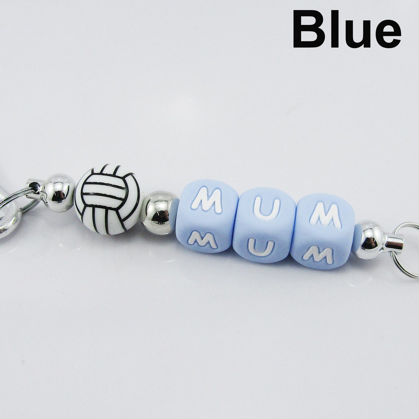 Netball Mum Beaded Carabiner Bag Tag Keychain Keyring 140mm Select Colour