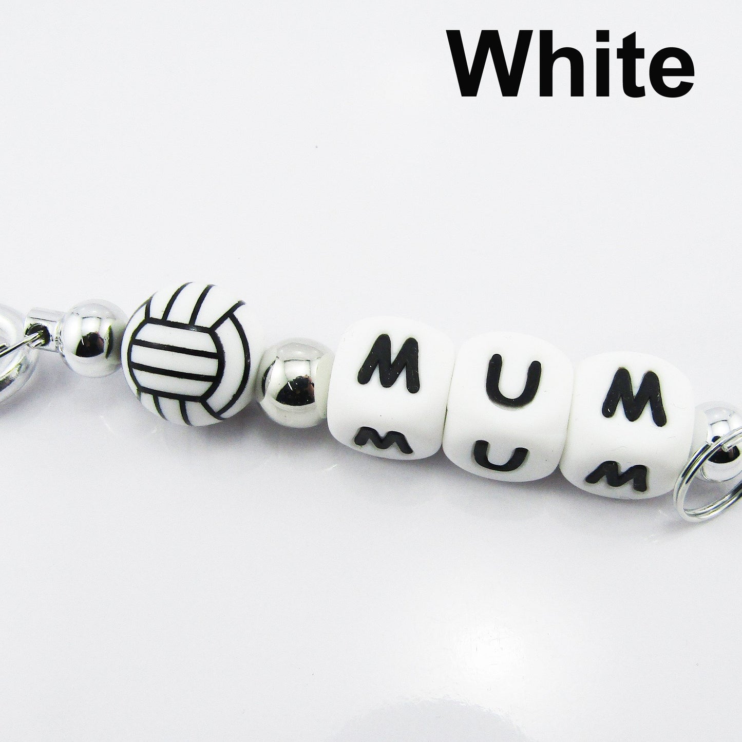 Netball Mum Beaded Carabiner Bag Tag Keychain Keyring 140mm Select Colour
