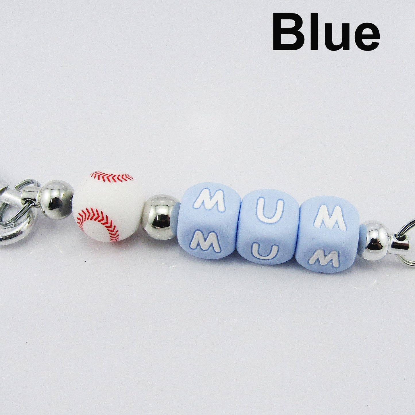 Baseball Mum Beaded Carabiner Bag Tag Keychain Keyring 140mm Select Colour