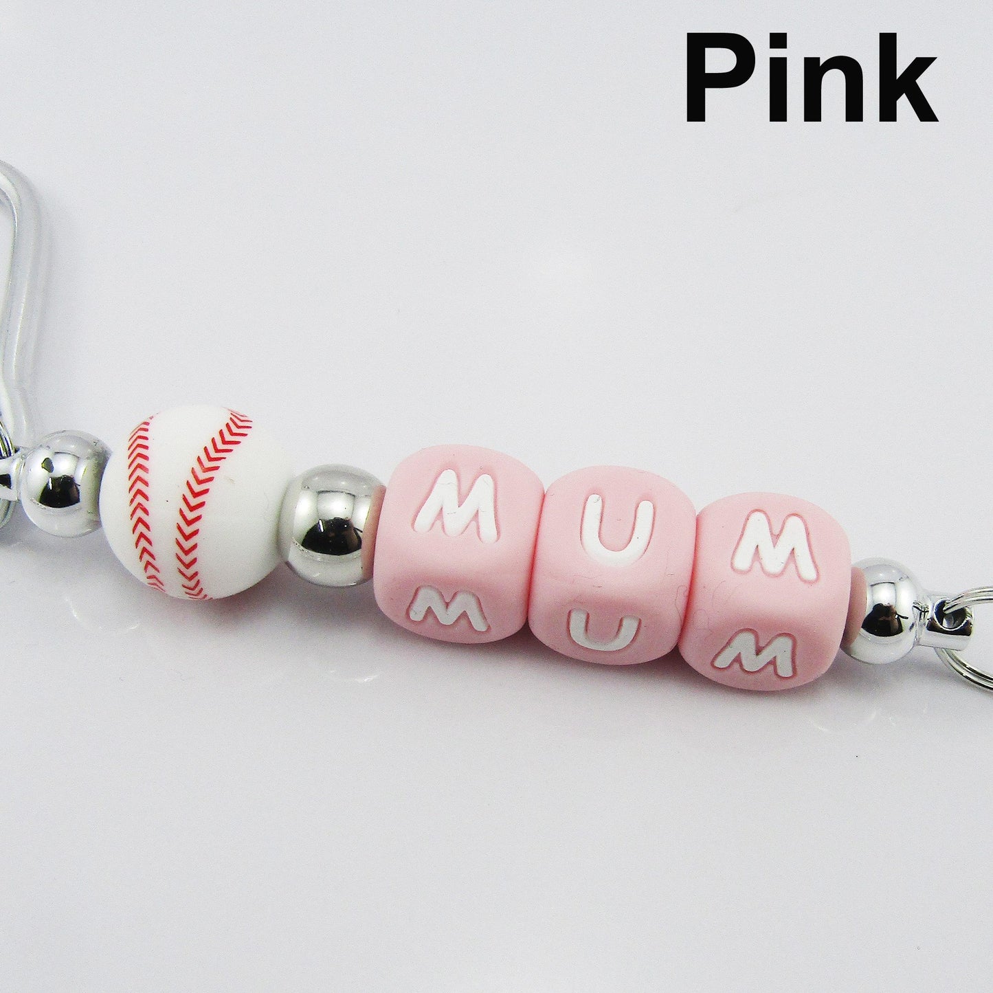 Softball Mum Beaded Carabiner Bag Tag Keychain Keyring 140mm Select Colour