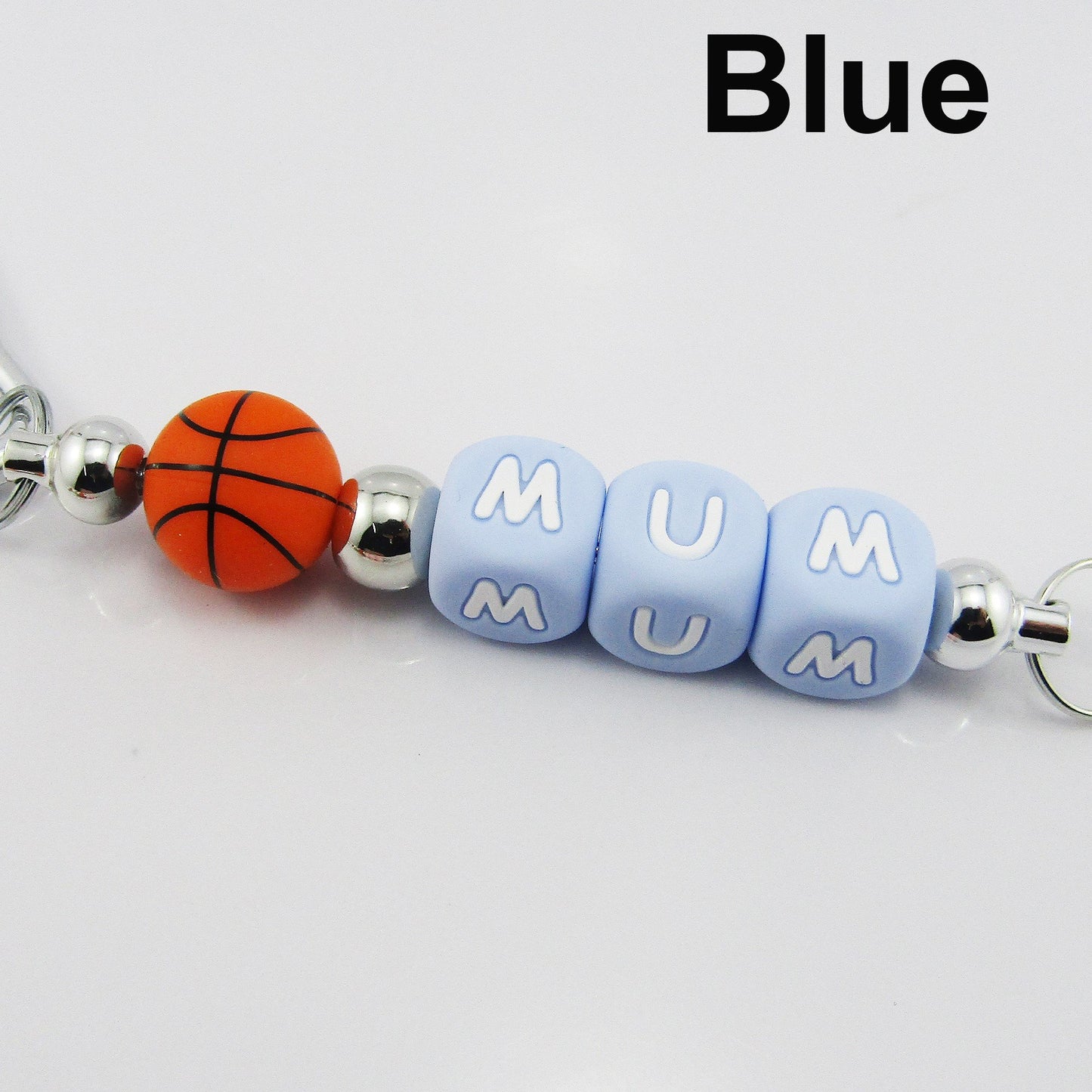Basketball Mum Beaded Carabiner Bag Tag Keychain Keyring 140mm Select Colour