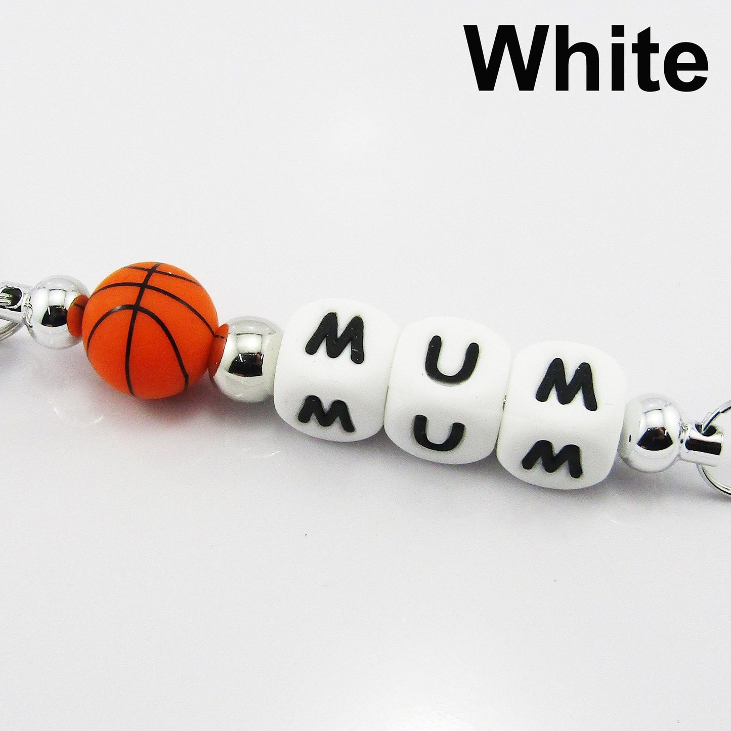 Basketball Mum Beaded Carabiner Bag Tag Keychain Keyring 140mm Select Colour