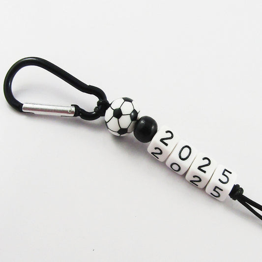 Soccer 2025 Beaded Carabiner Bag Tag Keychain Keyring 150mm