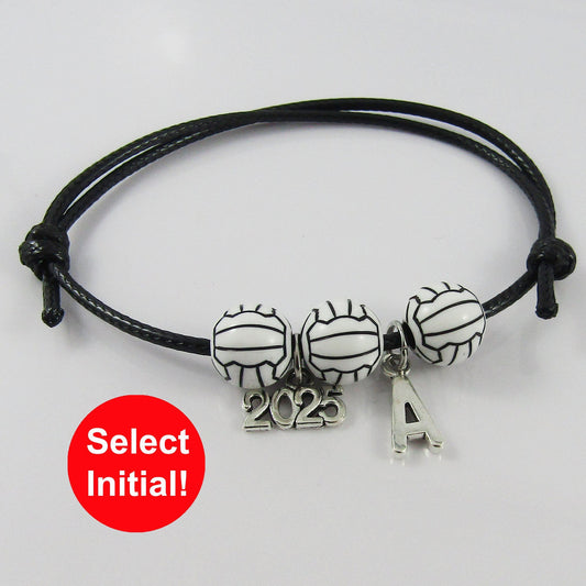 2025 Personalised NETBALL Bead Bracelet Adjustable Select Initial Sport Gift