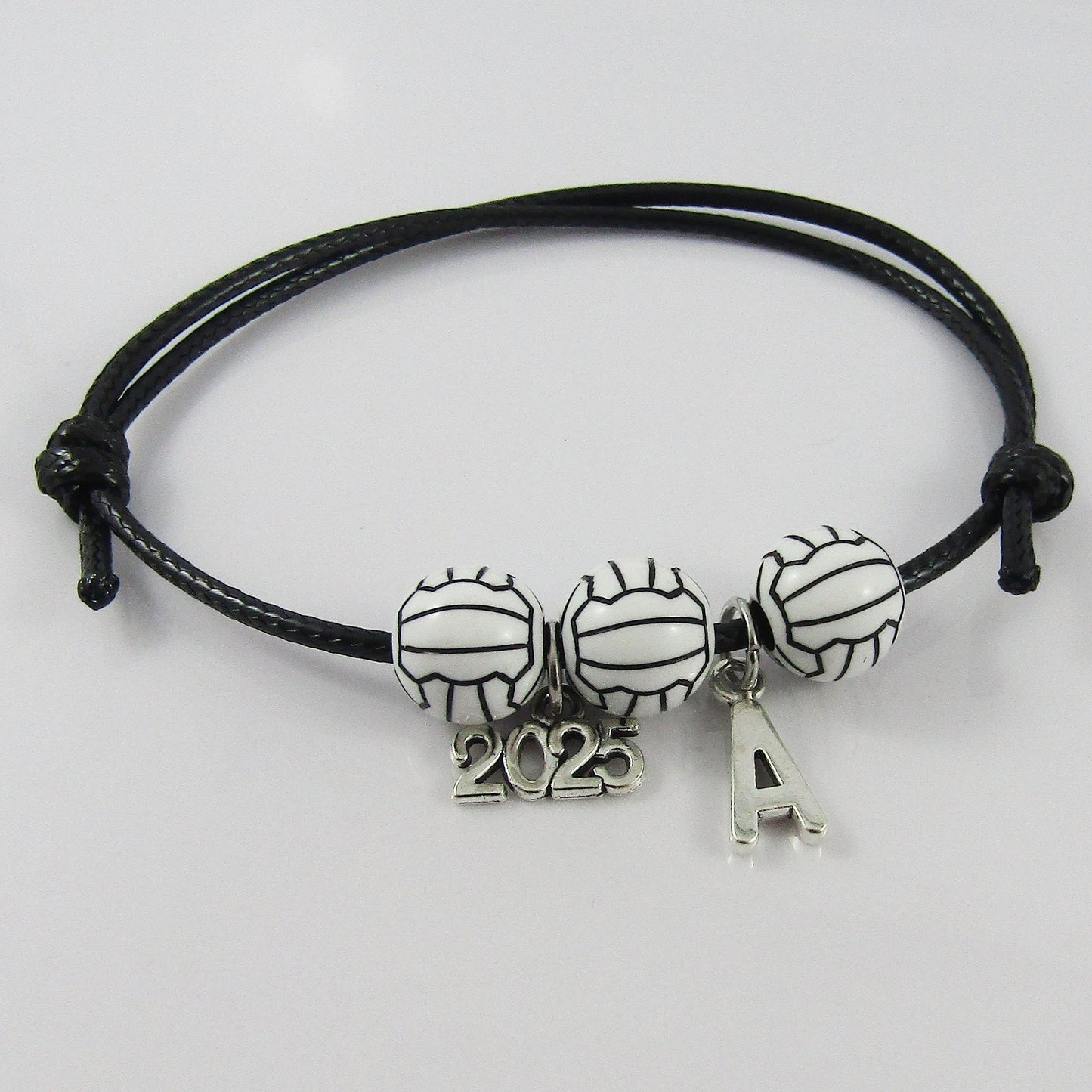2025 Personalised NETBALL Bead Bracelet Adjustable Select Initial Sport Gift