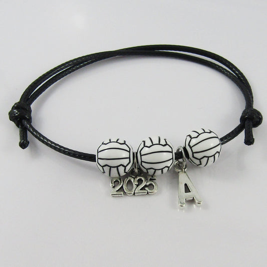2025 Personalised NETBALL Bead Bracelet Adjustable Select Initial Sport Gift