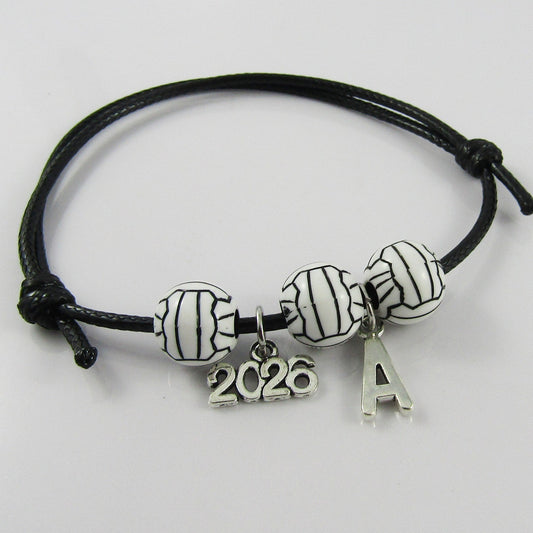 2026 Personalised NETBALL Bead Bracelet Adjustable Select Initial Sport Gift