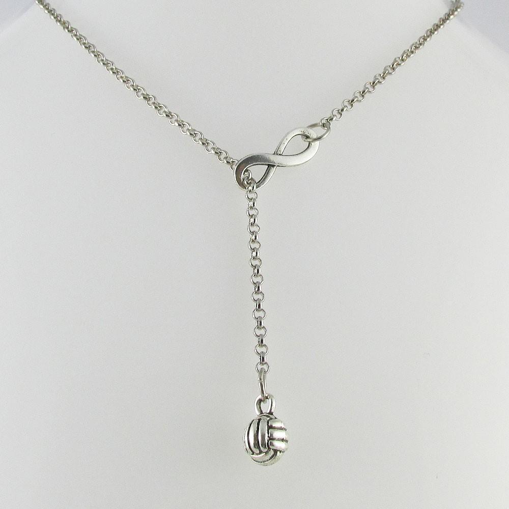 Infinity 3D Netball Charm Lariat Necklace 76cm Sports Team End Of Season Gift