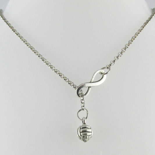 Infinity 3D Netball Charm Lariat Necklace 76cm Sports Team End Of Season Gift