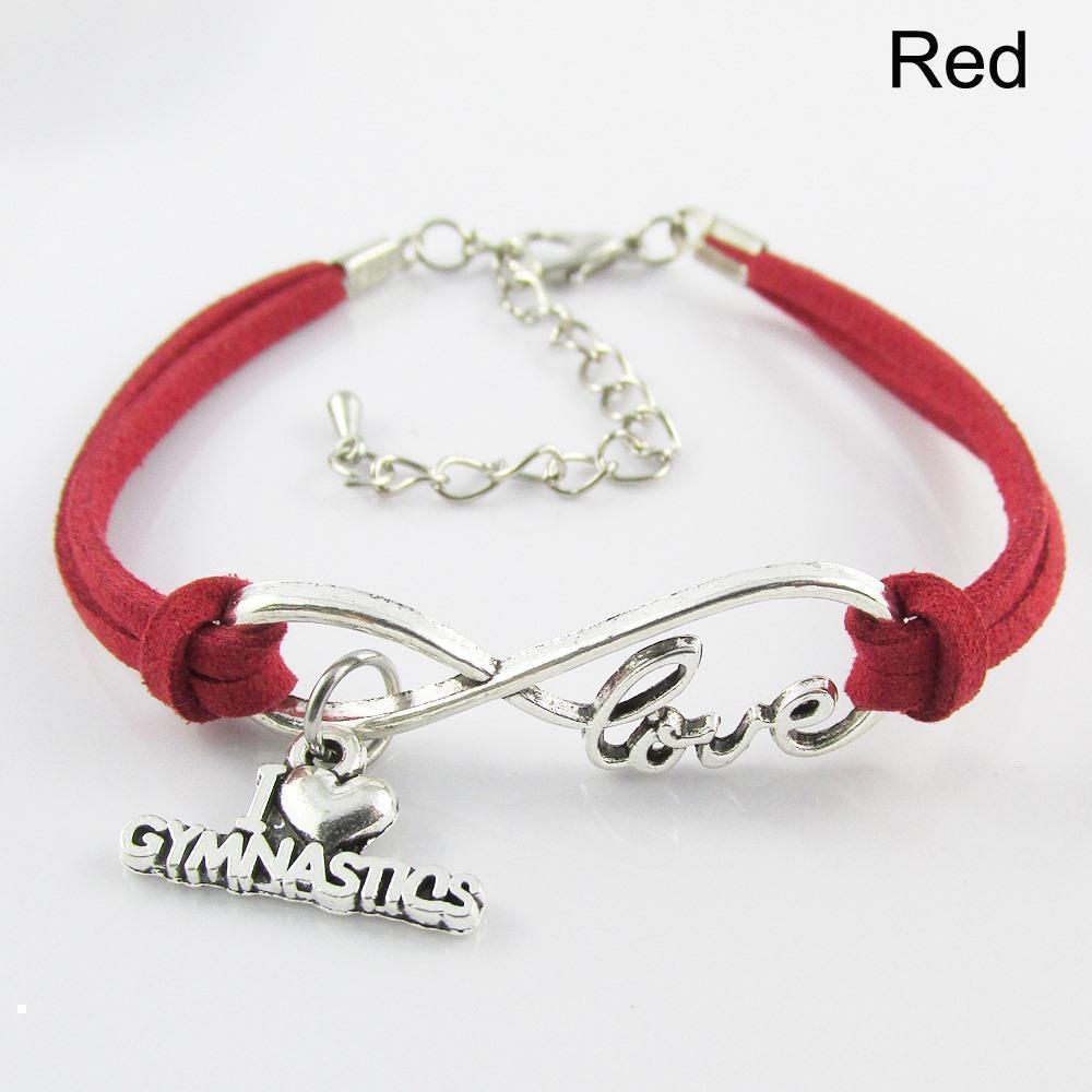 Squad Set of 10 Infinity Love I Love GYMNASTICS Charm Bracelet Pick Colour
