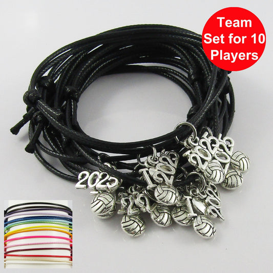 10 Player Set Adjustable 2025 I Love NETBALL Charm Bracelet Sports Team Gift
