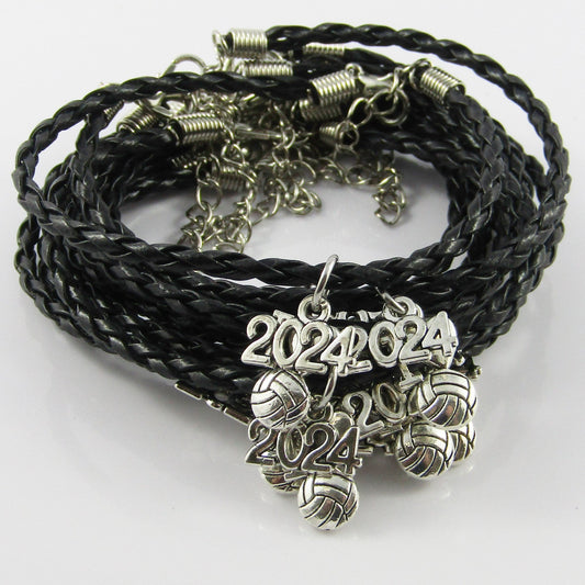 25 Player Set 2025 I Love NETBALL Charm Braided Bracelet Sports Team Gift