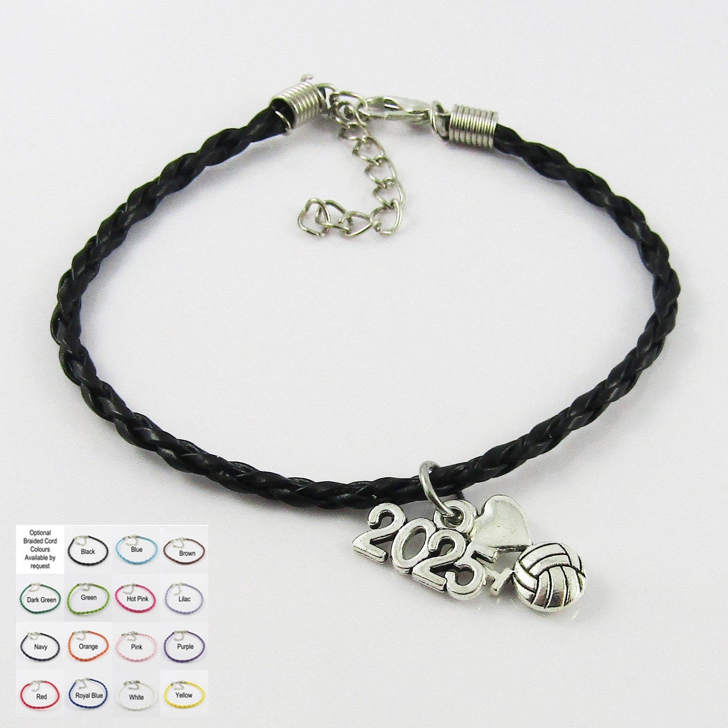 10 Player Set 2025 I Love NETBALL Charm Braided Bracelet Sports Team Gift