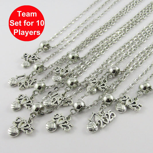 Set of 10 I Love Netball 2025 Charm Necklace Coach Sport Team End Of Season Gift