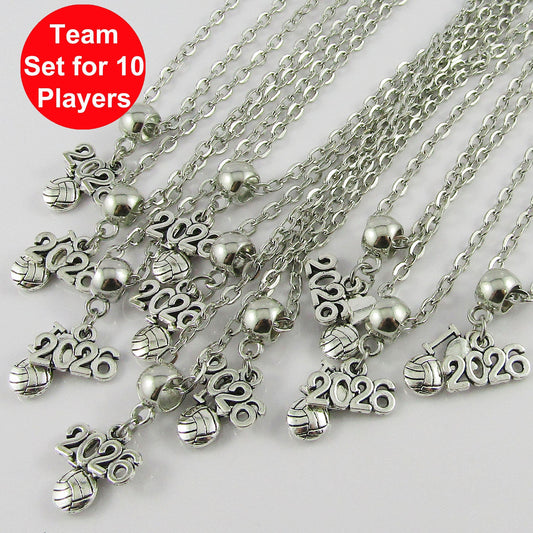 Set of 10 I Love Netball 2026 Charm Necklace Coach Sport Team End Of Season Gift