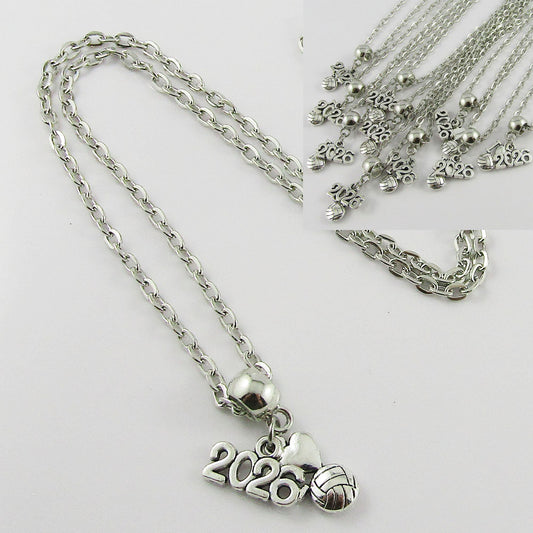 Set of 12 I Love Netball 2026 Charm Necklace Coach Sport Team End Of Season Gift