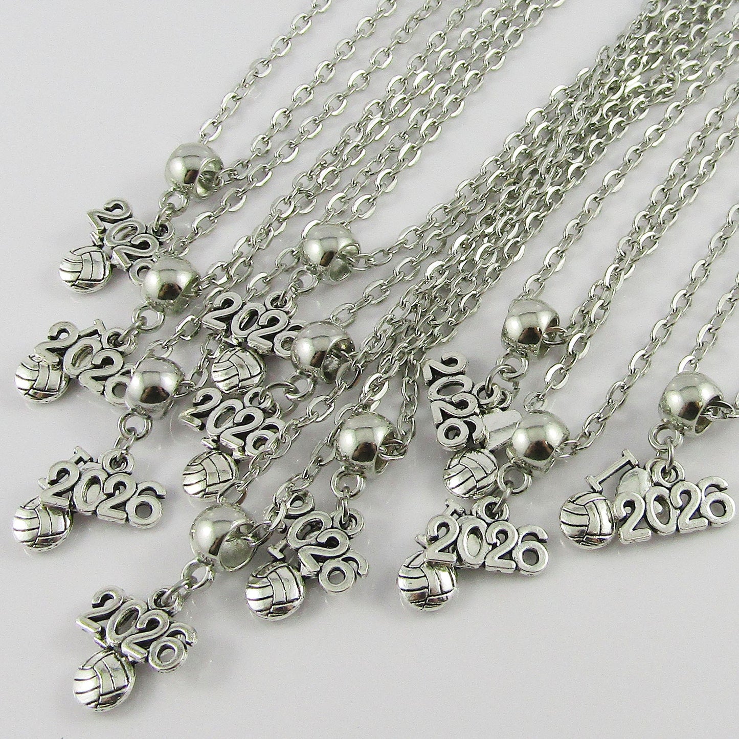 Set of 12 I Love Netball 2026 Charm Necklace Coach Sport Team End Of Season Gift