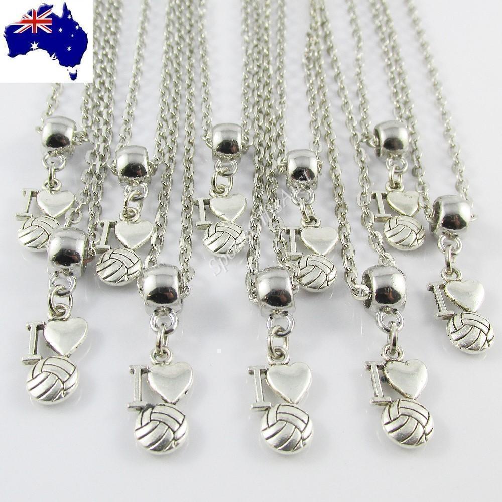 Set of 10 I Love Netball Charm Necklace 45cm Coach Sport Team End Of Season Gift