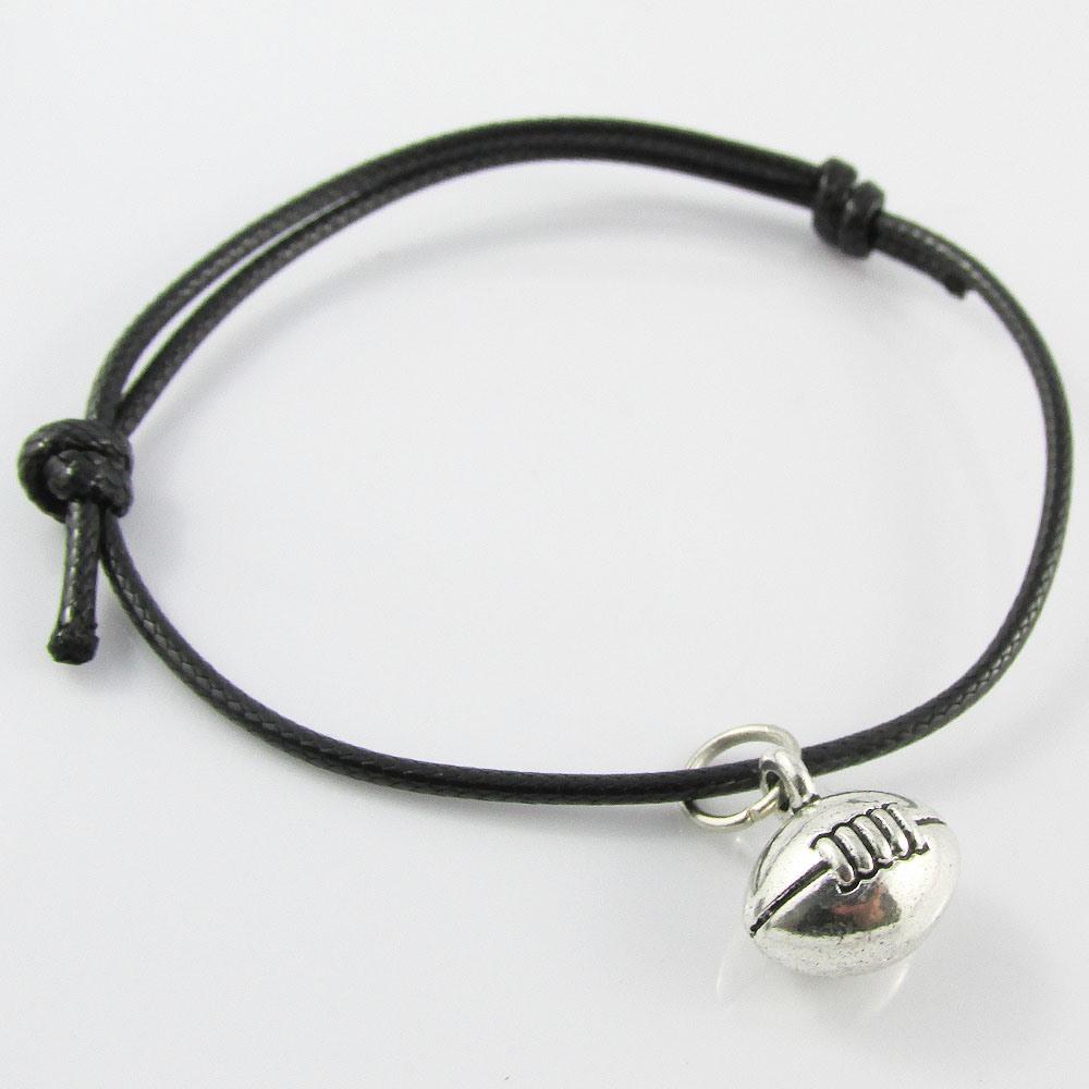 Adjustable 3D FOOTBALL Charm Bracelet Adjustable Unisex Sports Team Gift