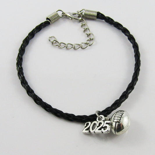 Football Rugby 2025 Charm Bracelet Braided Cord Team Coach Gifts