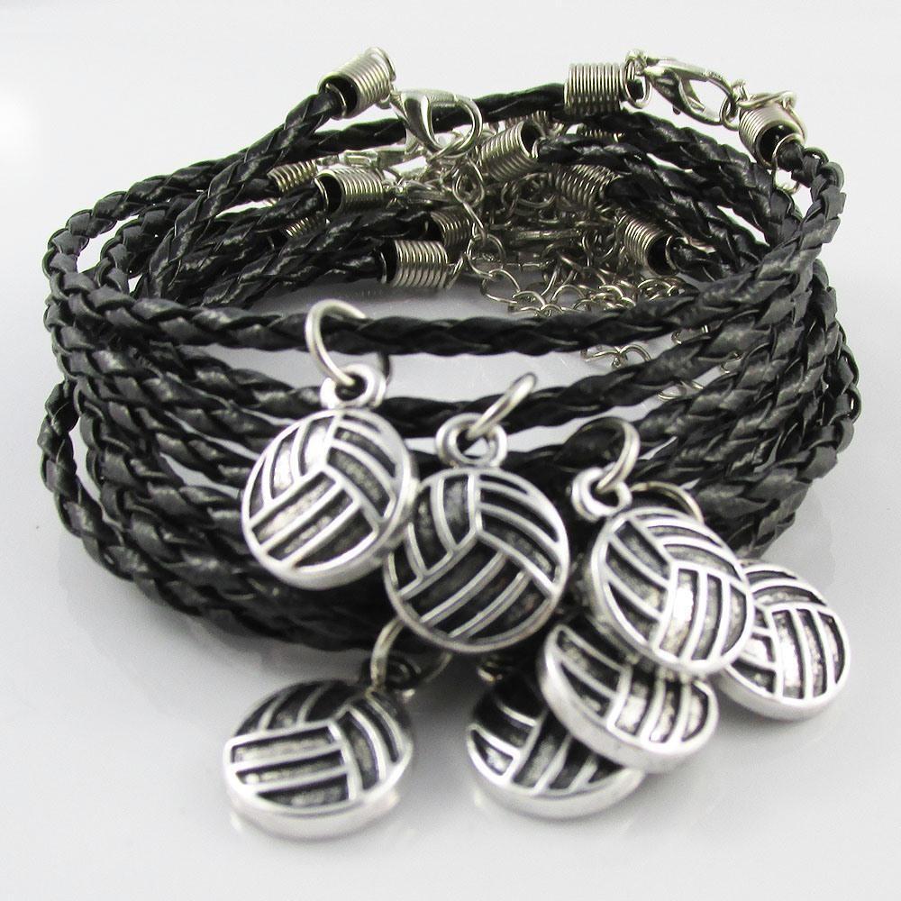10 Player Set Netball Charm Bracelet Braided Cord Team Gifts Pick Colour