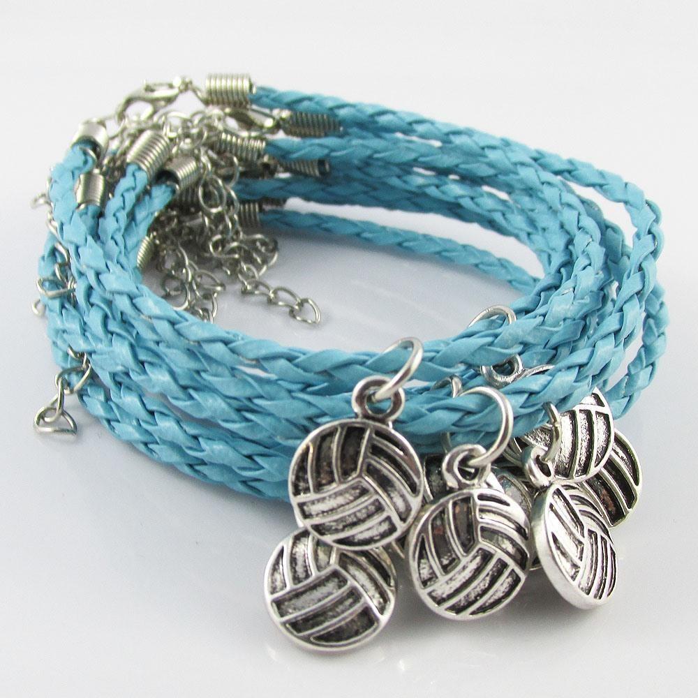 10 Player Set Netball Charm Bracelet Braided Cord Team Gifts Pick Colour
