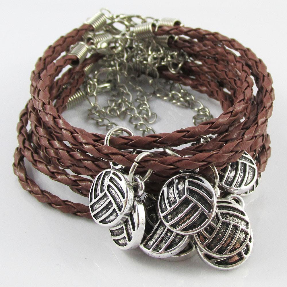 10 Player Set Netball Charm Bracelet Braided Cord Team Gifts Pick Colour