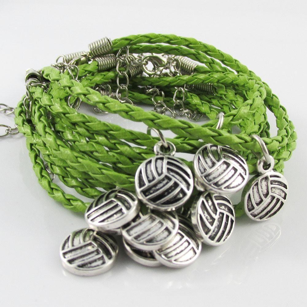 10 Player Set Netball Charm Bracelet Braided Cord Team Gifts Pick Colour