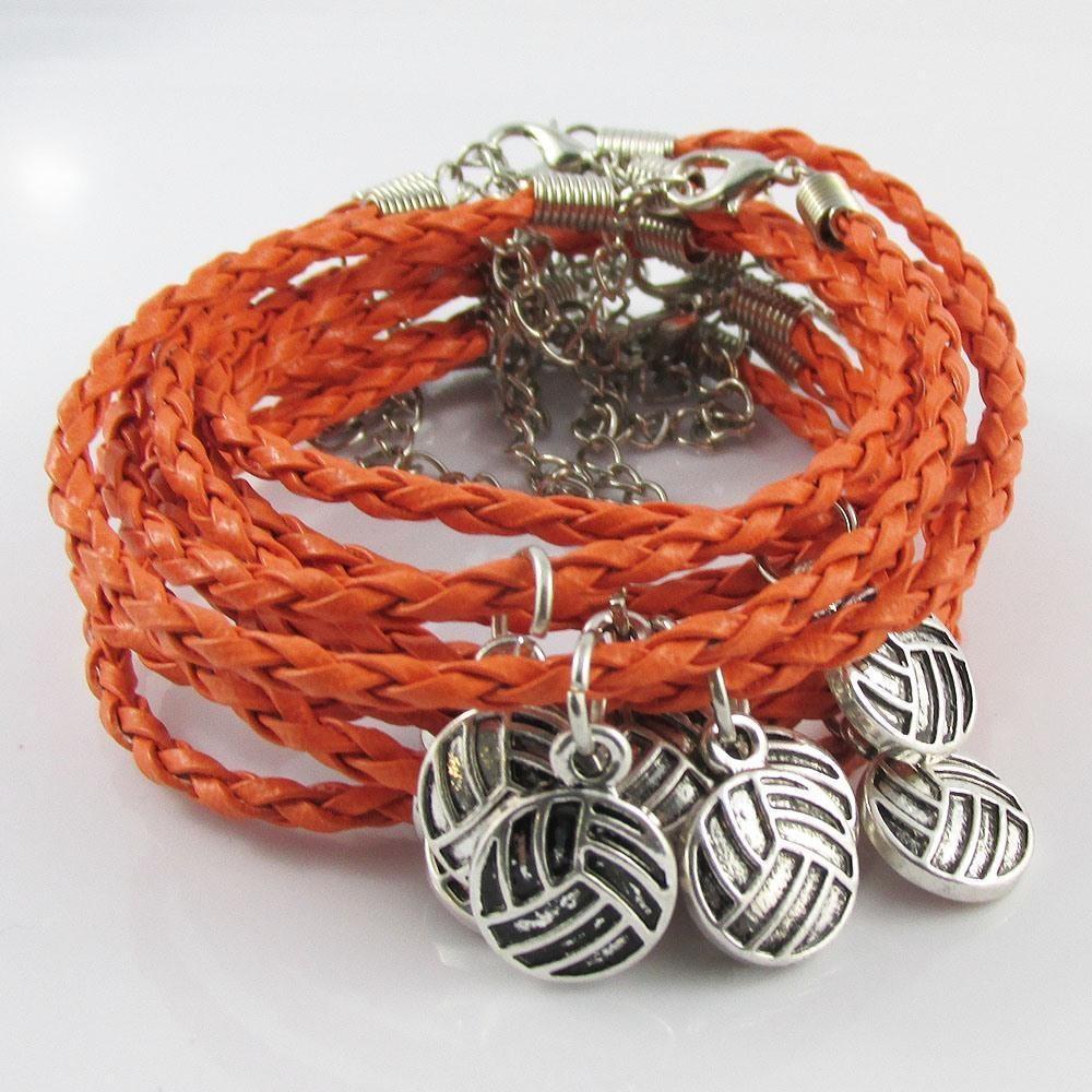 10 Player Set Netball Charm Bracelet Braided Cord Team Gifts Pick Colour