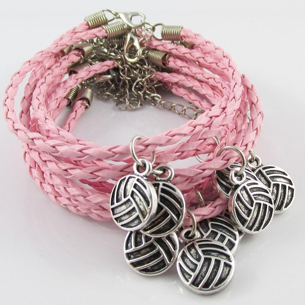 10 Player Set Netball Charm Bracelet Braided Cord Team Gifts Pick Colour