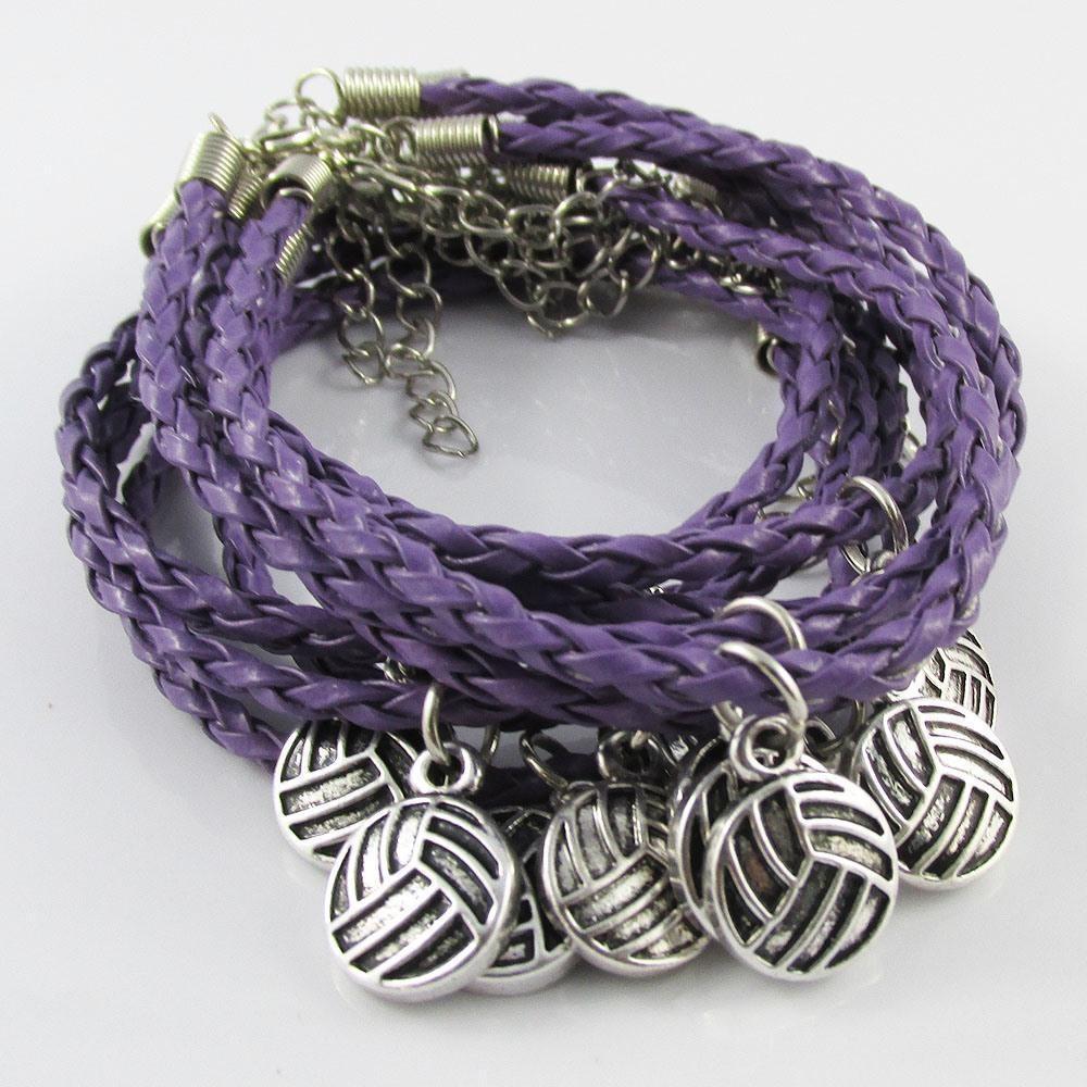 10 Player Set Netball Charm Bracelet Braided Cord Team Gifts Pick Colour