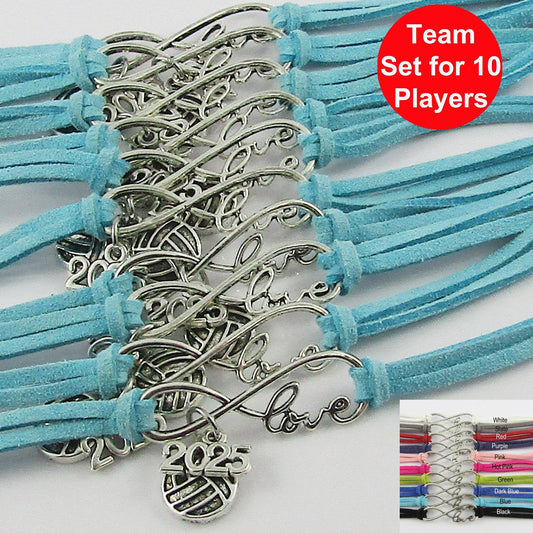 10 Player Set Infinity Love 2025 Netball Charm Bracelet Sport Gift Pick Colour