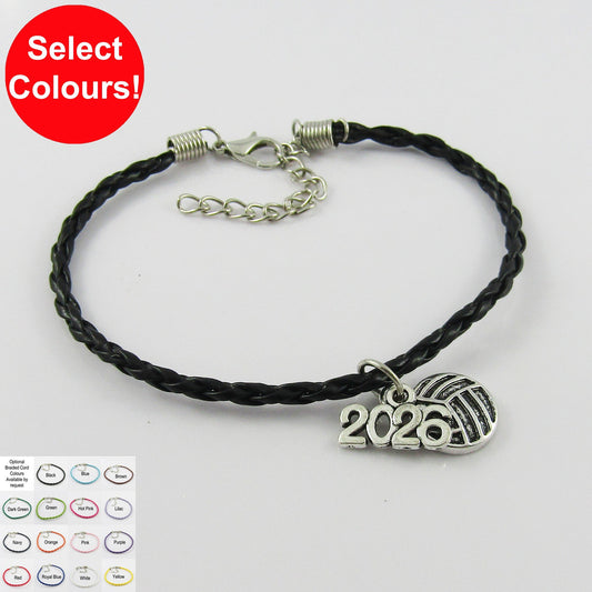 15 Player Set Netball 2026 Charm Bracelet Braided Cord Team Gifts Pick Colour