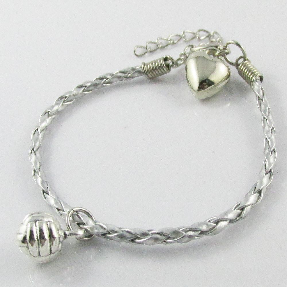 3D Netball Charm Bracelet Adjustable Gold or Silver Braid Cord Sport Team Gift