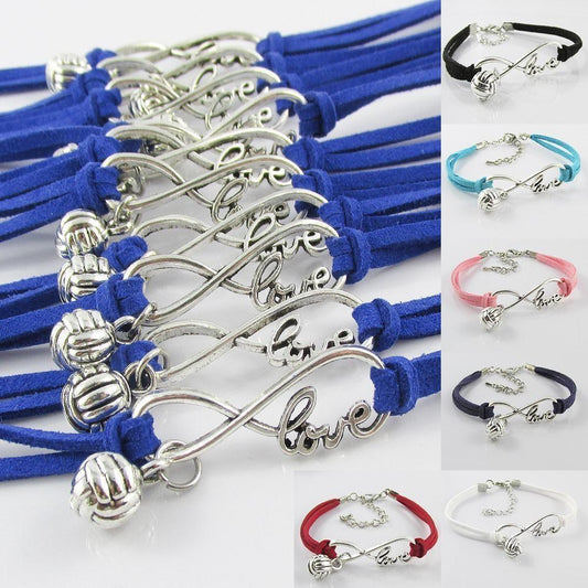 10 Player Set Infinity Love 3D NETBALL Charm Bracelet Sport TeamGift Pick Colour