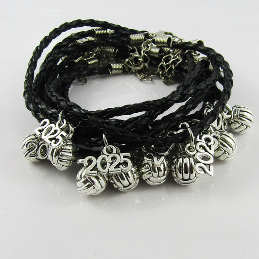 15 Player Set 3D Netball 2025 Charm Bracelet Braided Cord Team Gifts Pick Colour