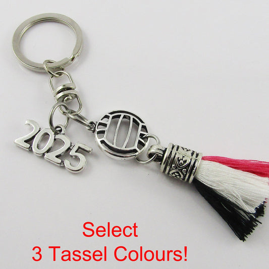 Personalised 3 Colour Tassel 2025 NETBALL Charm Keychain Bag Tag Sport Gift