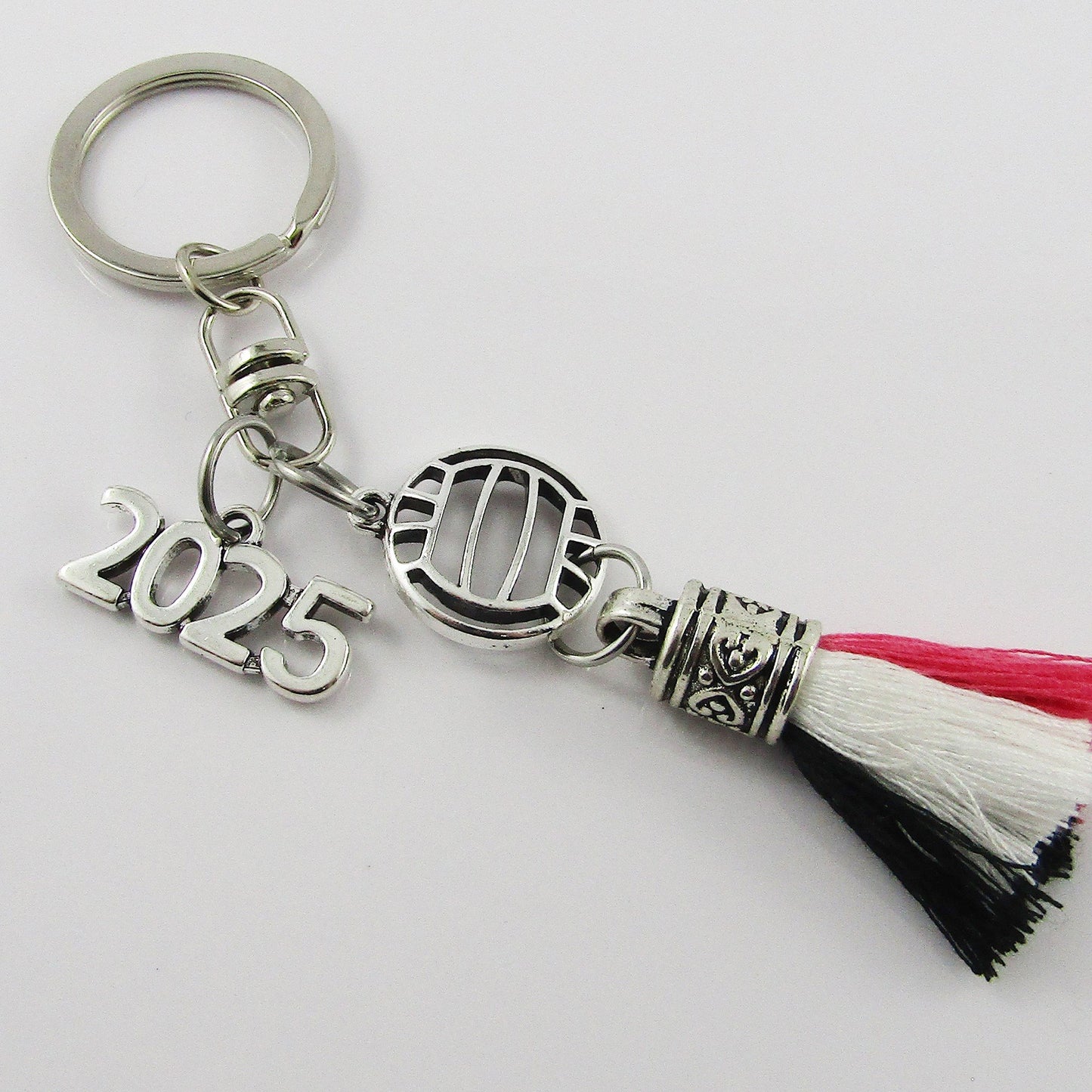 Personalised 3 Colour Tassel 2025 NETBALL Charm Keychain Bag Tag Sport Gift