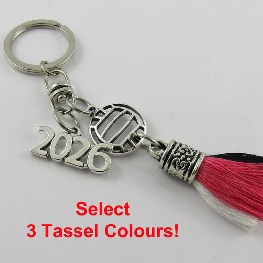 Team Set of 10 Personalised 3 Colour Tassel 2026 NETBALL Keychain Sport Gift