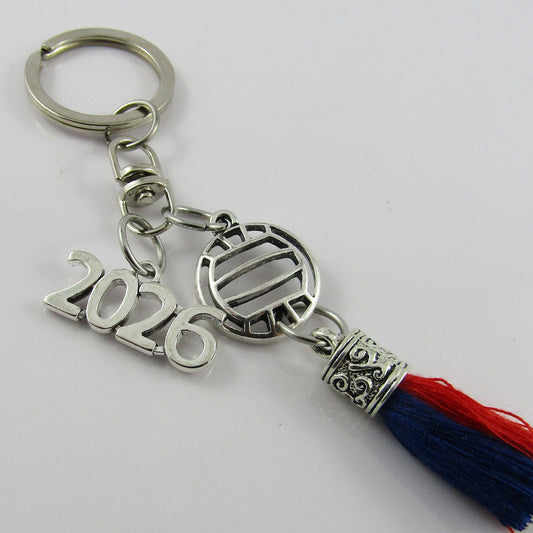 Personalised 2 Colour Tassel 2026 Netball Charm Keychain Bag Tag Sport Gift