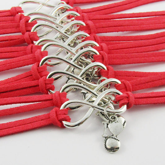 Team set of 10 Infinity Forever I Love Baseball Charm Bracelet Gift Pick Colour