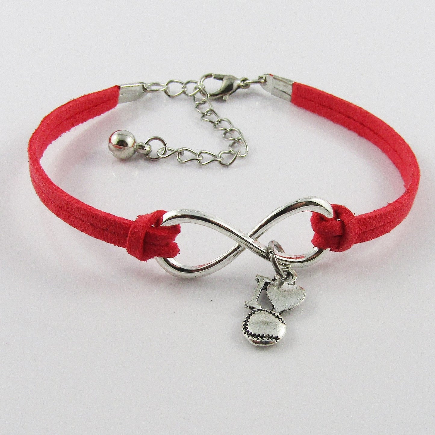 Team set of 10 Infinity Forever I Love Baseball Charm Bracelet Gift Pick Colour