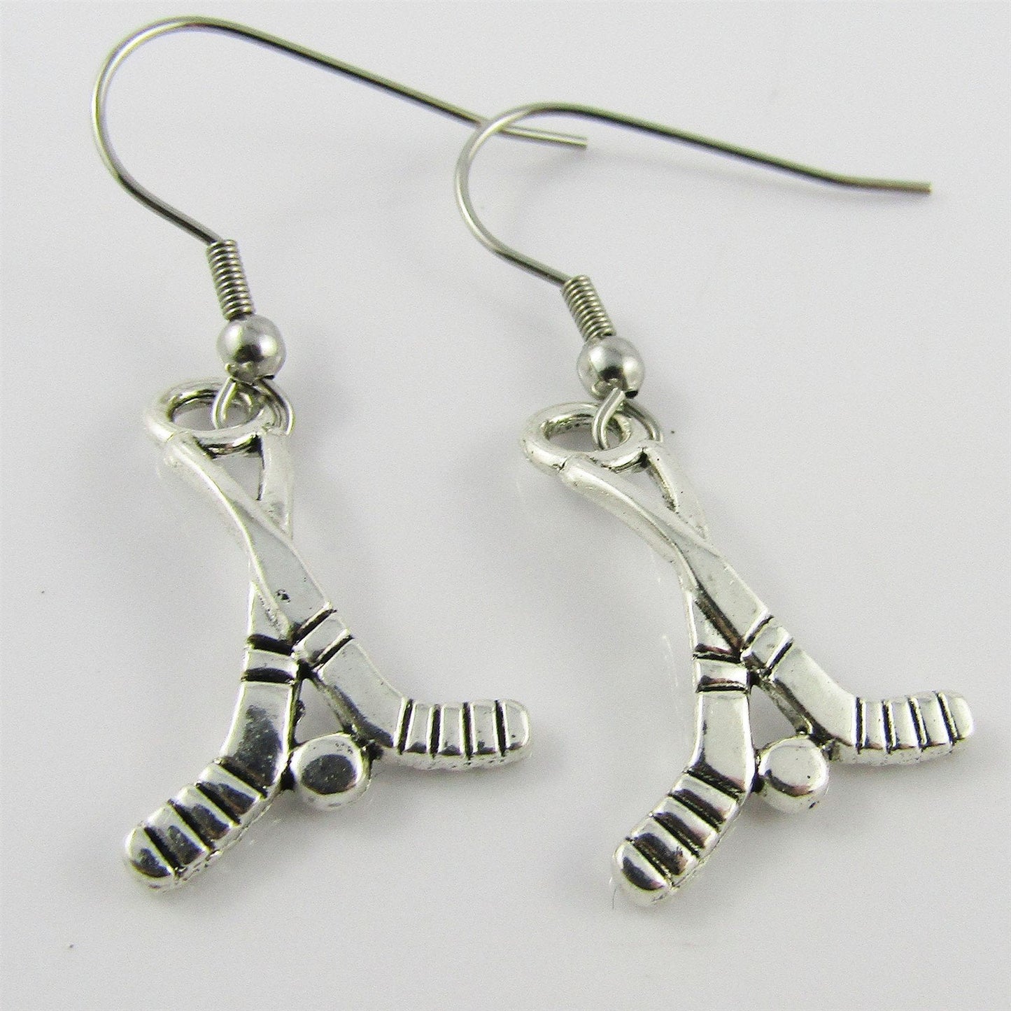 Hockey Sticks Charm Earrings Stainless Steel Hooks 40mm