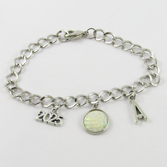 Personalised 2025 Netball Charm Bracelet 20cm Sports Team Gift Select Initial