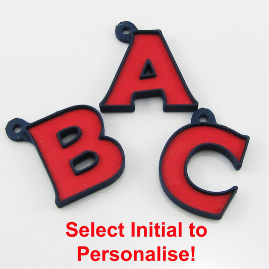 Team Set of 10 Personalised 2026 Netball Charm Keychain Blue Red Pick Initial