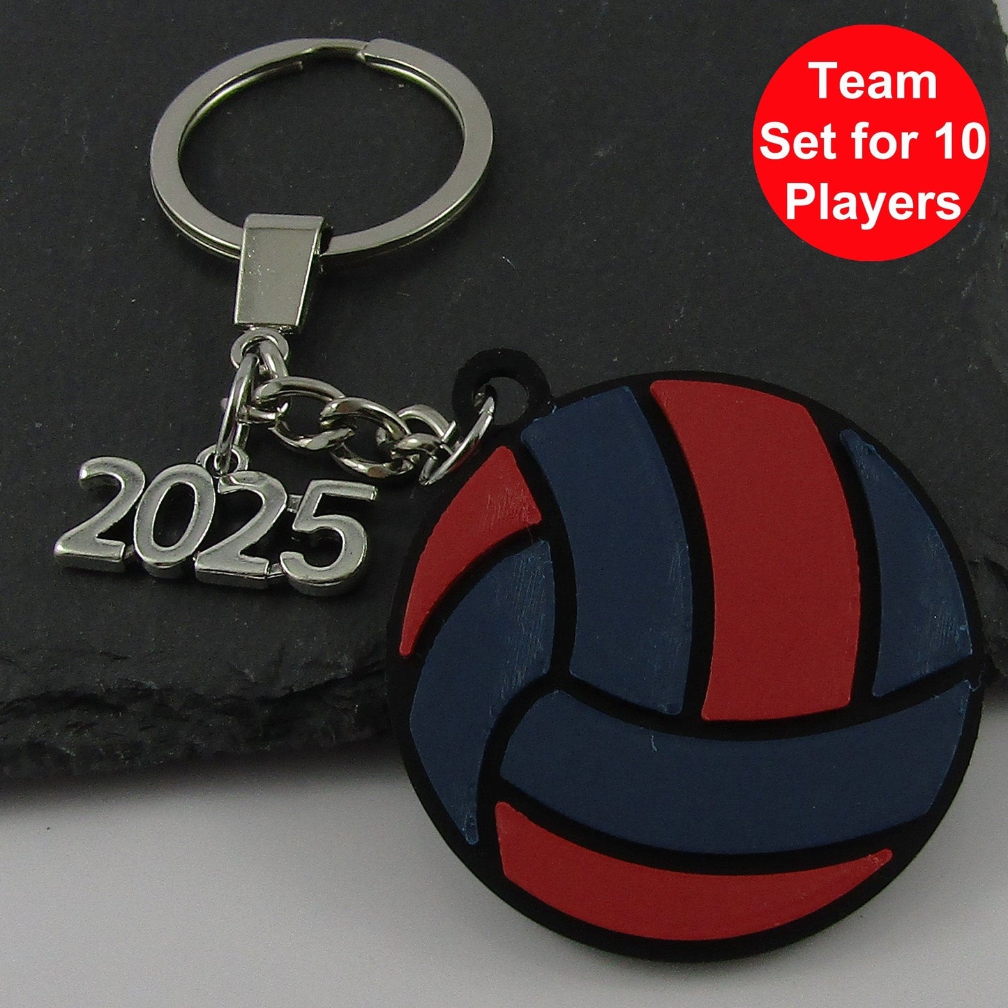 2025 Netball Charm Keychain 115mm Coach Sports Gift Red Blue Team Set of 10