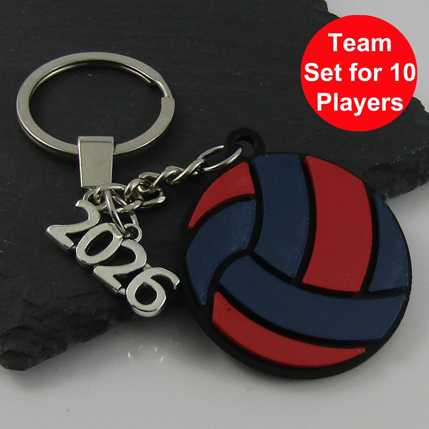 2026 Netball Charm Keychain 115mm Coach Sports Gift Red Blue Team Set of 10