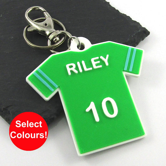Sports Jersey Shirt keychain in your choice of colours Soccer Rugby Football