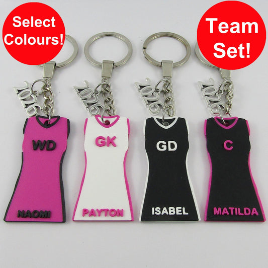 Set of 10 Personalised 2026 Netball Jersey Dress select Colour Name and Position
