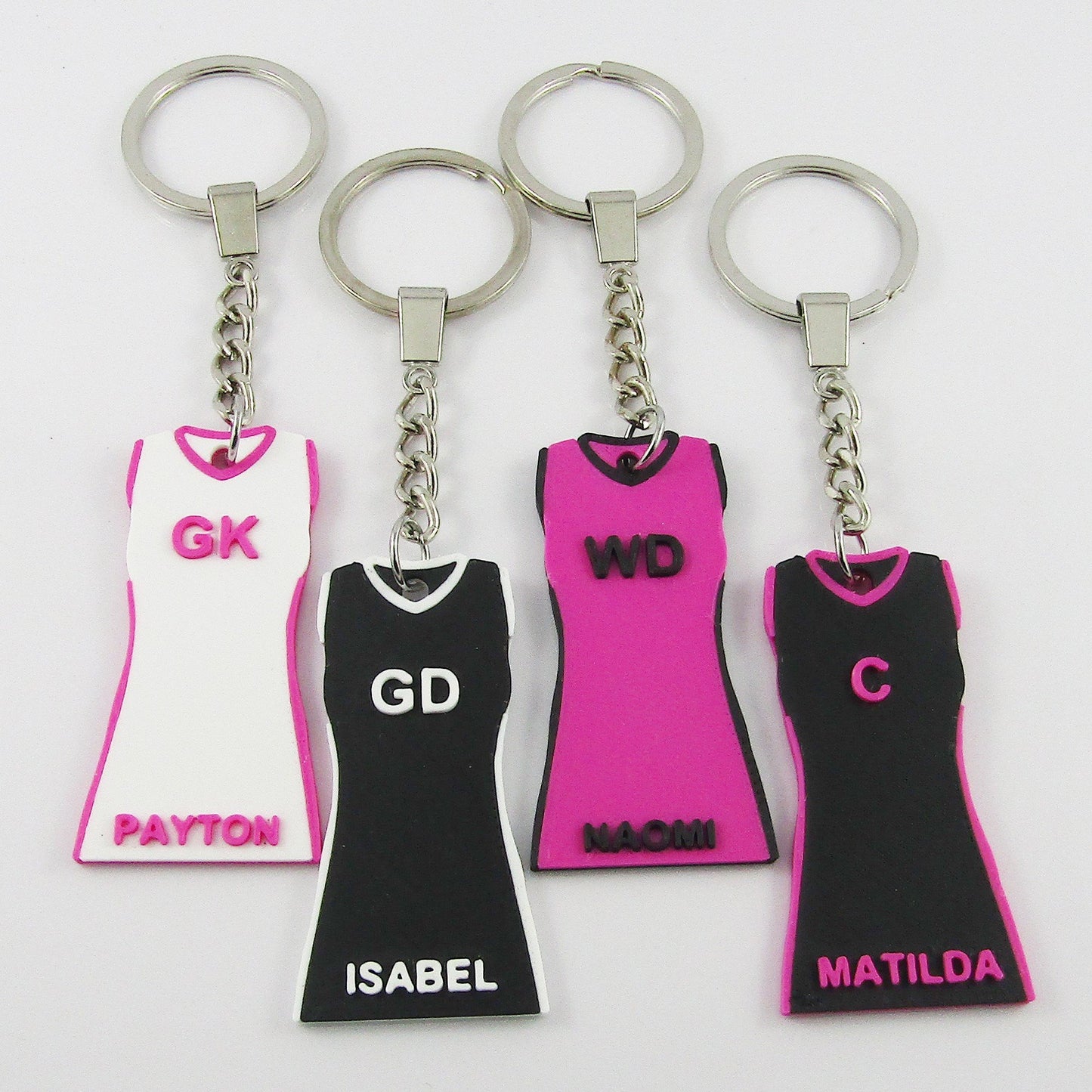 Team Set of Personalised Netball Jersey Dress select Colours Name and Position